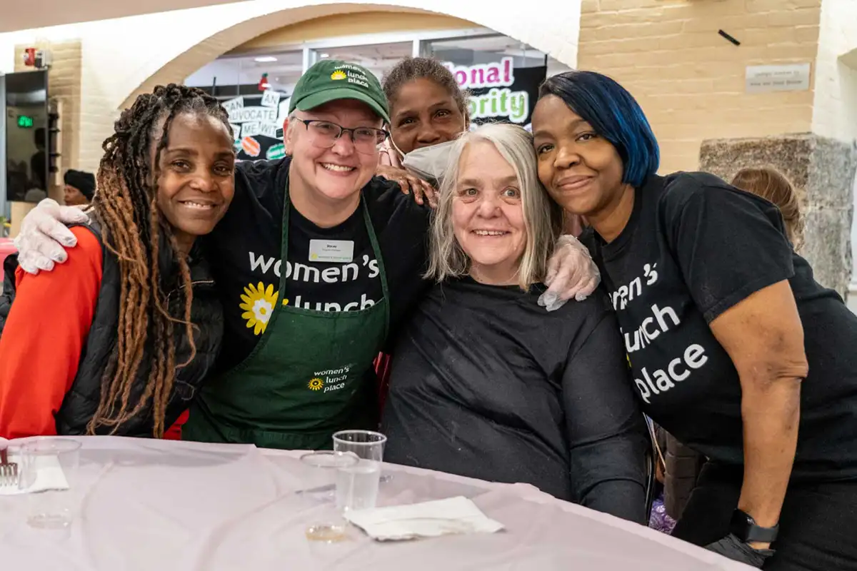 Women and girls gathered at Women’s Lunch Place